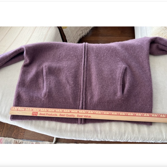 GARNET HILL Washable Cashmere Bomber Zip Cardigan in Mauve - S - Picture 11 of 14